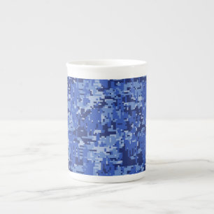 Vibrant Blue Digital Camo Camouflage Struktur Benporslin Mugg
