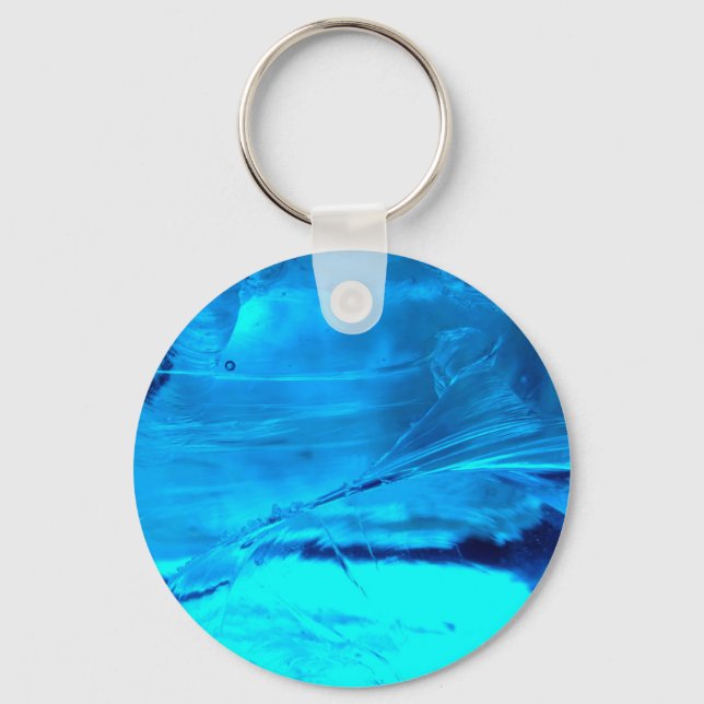 Vibrant Blue Glass Crystal Nyckelring (Framsida)