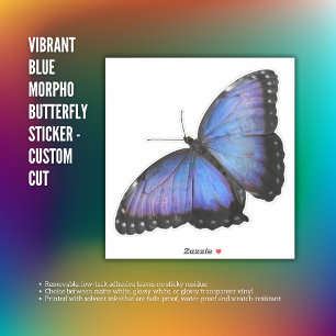Vibrant Blue Morpho Butterfly-etikett - Anpassning Klistermärken