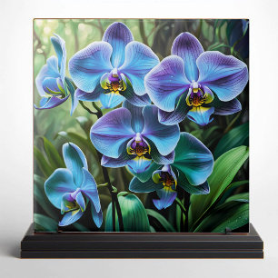 Vibrant Blue och Lila Orchids Kakelplatta