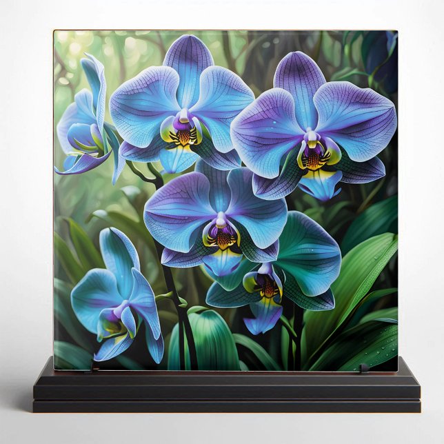 Vibrant Blue och Lila Orchids Kakelplatta (Skapare uppladdad)