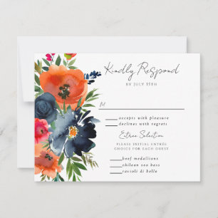 Vibrant Blue Orange Red Botanical OSA Kort