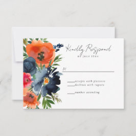 Vibrant Blue Orange Red Botanical OSA Kort
