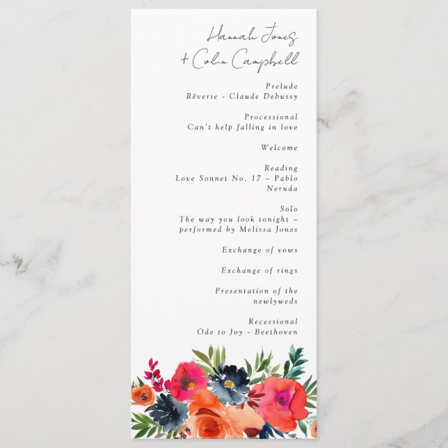 Vibrant Blue Orange Red Botanical Program (Framsida)