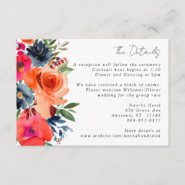 Vibrant Blue Orange Red Botanical Tilläggskort