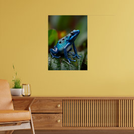 Vibrant Blue Poison Dart Frog i regnskogen Poster
