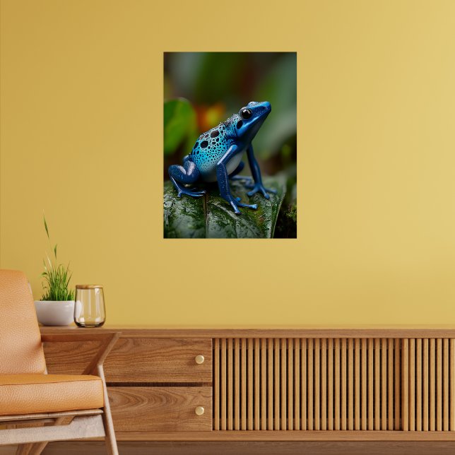 Vibrant Blue Poison Dart Frog i regnskogen Poster (Vardagsrum 2)