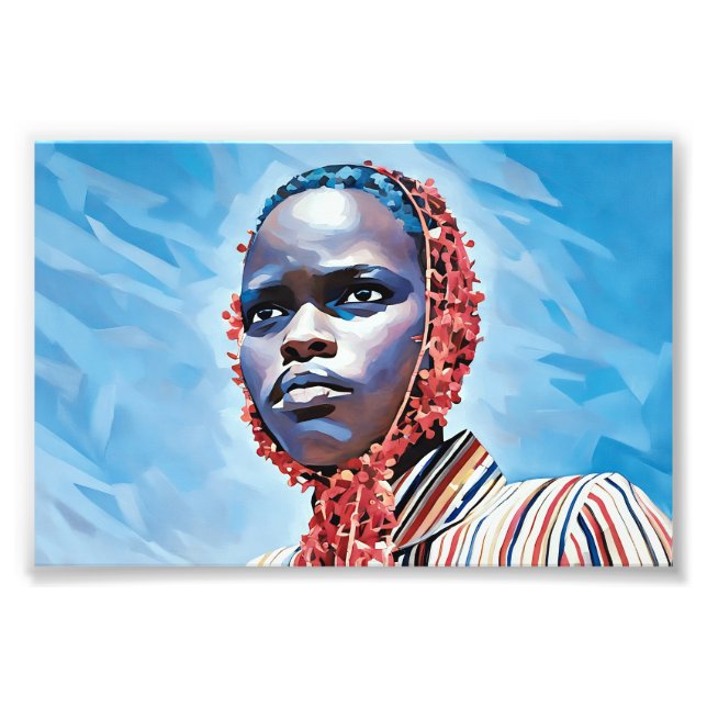 Vibrant Blue Porträtt Fototryck (Framsidan)