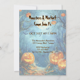 Vibrant Blue Pumpkin Halloween Inbjudningar