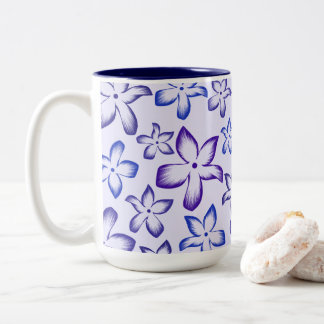 Vibrant Blue Purple Gradient Flower Två-Tonad Mugg