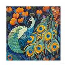 Vibrant Blue vatten färg Peacock