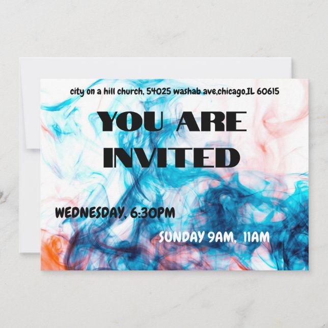 Vibrant Blue Watercolor Smoke Invitation Inbjudningar (Framsida)