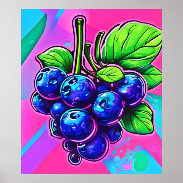 Vibrant Blueberry Artwork Poster (Framsidan)