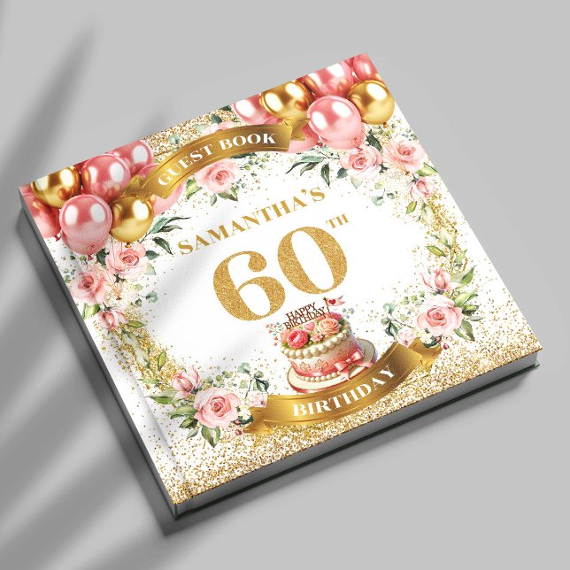 Vibrant Boho 60:e födelsedagsgästen Bok Bloom-acce (Vibrant Boho 60th Birthday Guest Book Bloom Accent

)