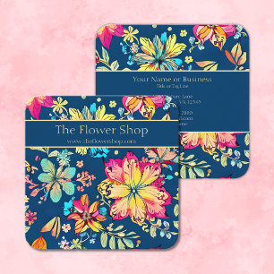 Vibrant Boho Blommigt Bohemian Flower Fyrkantigt Visitkort