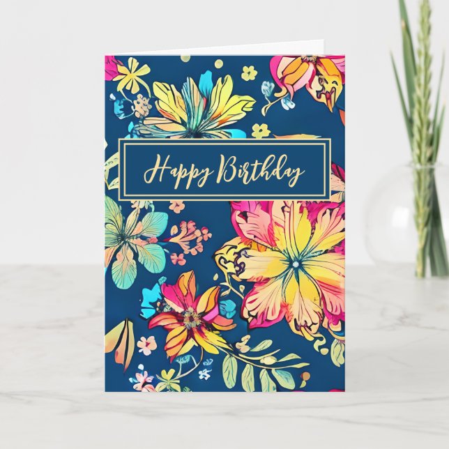 Vibrant Boho Blommigt Bohemian Flower Grattis på f Kort (Framsida)