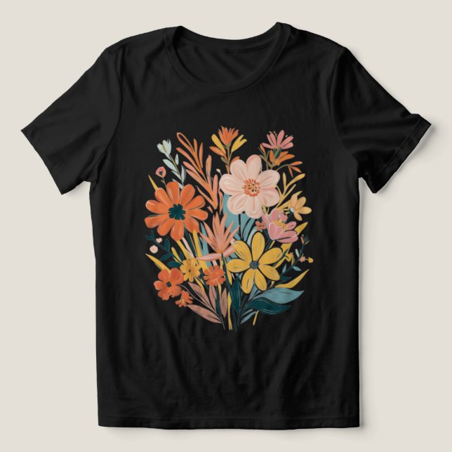 Vibrant Boho Blommigt Bouquet T Shirt (Design Framsida)