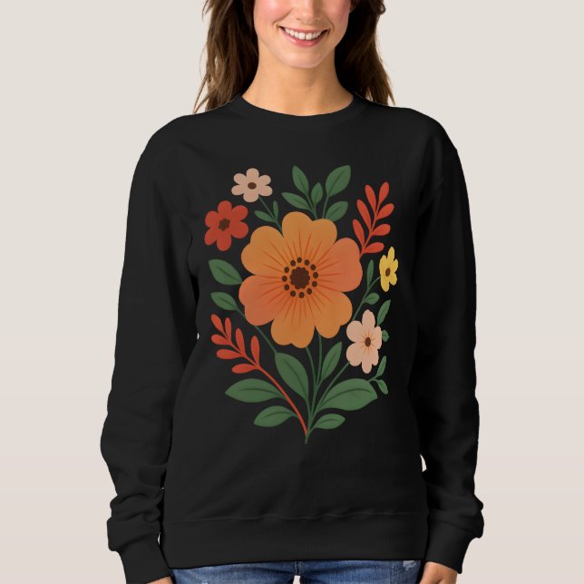 Vibrant Boho Blommigt Bouquet Women's Sweatshirt T Shirt (Framsida)