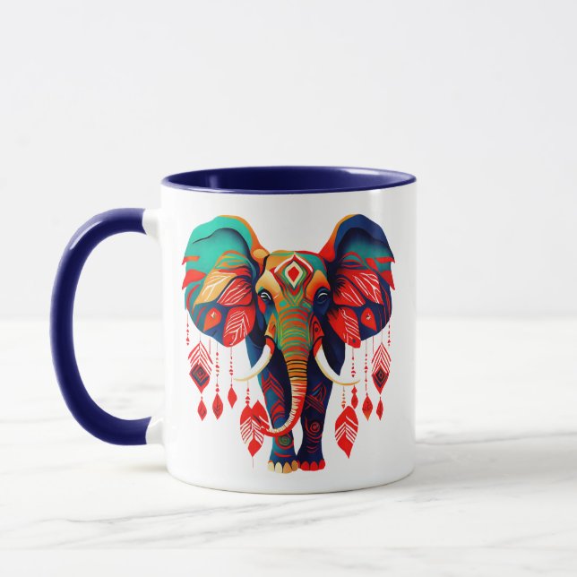 Vibrant Boho Chic Elephant Mugg (Vänster)