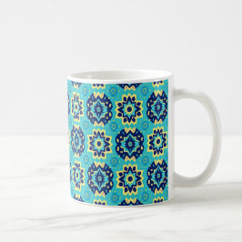 Vibrant Boho Chic Geometric Blommönster Kaffemugg