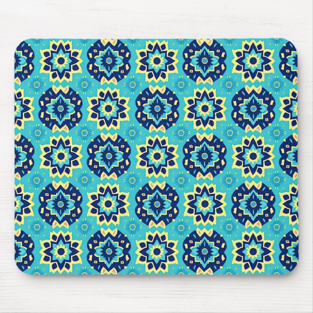 Vibrant Boho Chic Geometric Blommönster Musmatta (Framsidan)