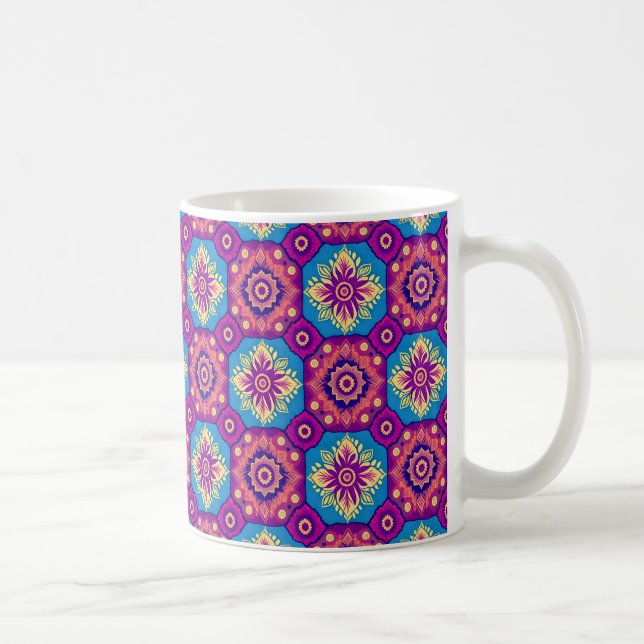 Vibrant Boho Chic Mandala Mönster Kaffemugg (Höger)
