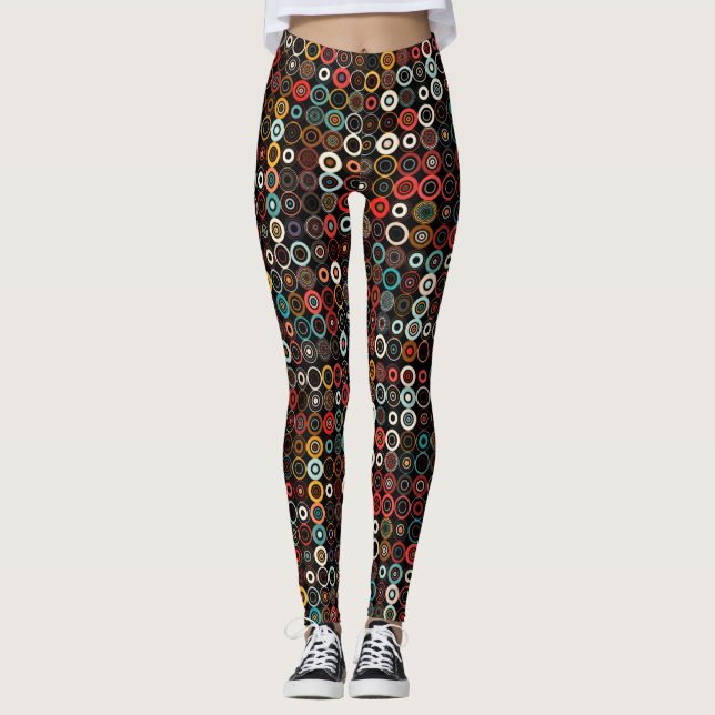Vibrant Boho Circles Leggings (Framsida)