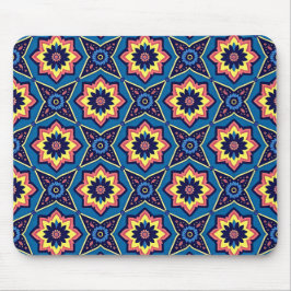 Vibrant Boho Geometric Blommönster Musmatta