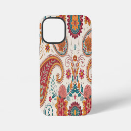 Vibrant Boho Paisley white Floral Pattern