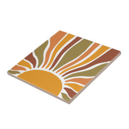 Vibrant Boho Terracotta Guld Sol Kakelplatta