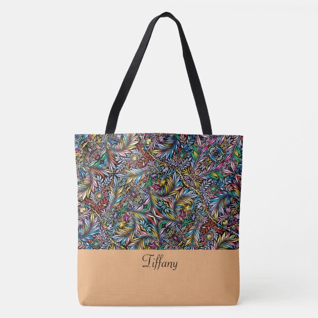 Vibrant Botanical Tote Bag Tygkasse (Framsida)