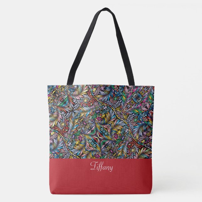 Vibrant Botanical Tote Bag Tygkasse (Framsida)