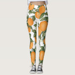 Vibrant Botanisk Orange Citrus Summer Clementine Leggings<br><div class="desc">Den här botaniskt inspirerade designen har klara orangar och spolar grön</div>