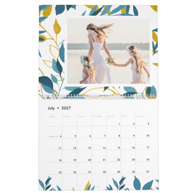 Vibrant botaniskt redigerbart årfoto kalender (Jul 2027)