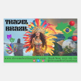 Vibrant Brazilian Carnival Design Travel Agency Rektangulärt Klistermärke