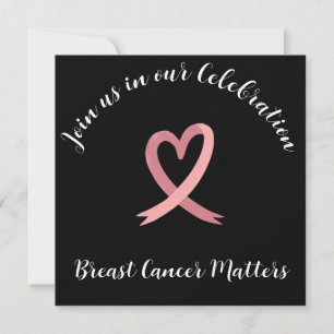 Vibrant Breast Cancer Pink Ribbon Party Inbjudningar