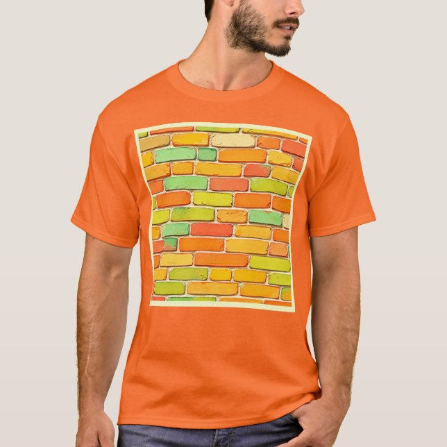 Vibrant Brick Mönster Art T Shirt (Framsida)