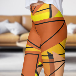 Vibrant Bright Gult Mosaic Mönster Leggings