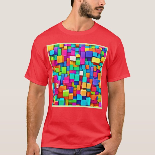 Vibrant Broken Blocks T Shirt (Framsida)