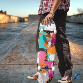 Vibrant Brushstroke-Abstrakt - direkt till höger Mini Skateboard Bräda 18,5 Cm