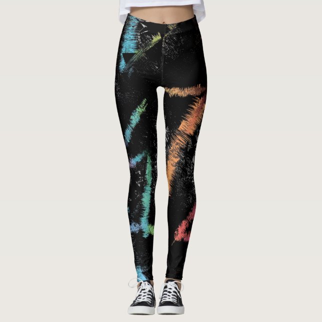 Vibrant Brushstroke Abstrakt Leggings (Framsida)