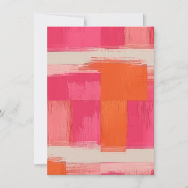 Vibrant Brushstroke Geometric Pattern – Pink & Ora Inbjudningar (Framsida)