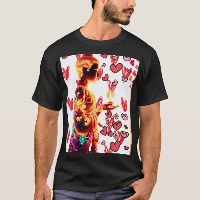 🕊️ ✨ Vibrant Buddha Artwork 🌸 ❤️ - en Lov-symbol T Shirt (Framsida)