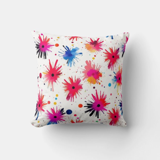 Vibrant Burst Abstrakt Mönster Kudde (Framsida)