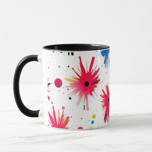 Vibrant Burst Abstrakt Mönster Mugg (Vänster)