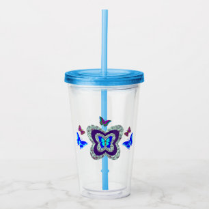 Vibrant Butterflies Acrylic Tumbler Take Away Mugg