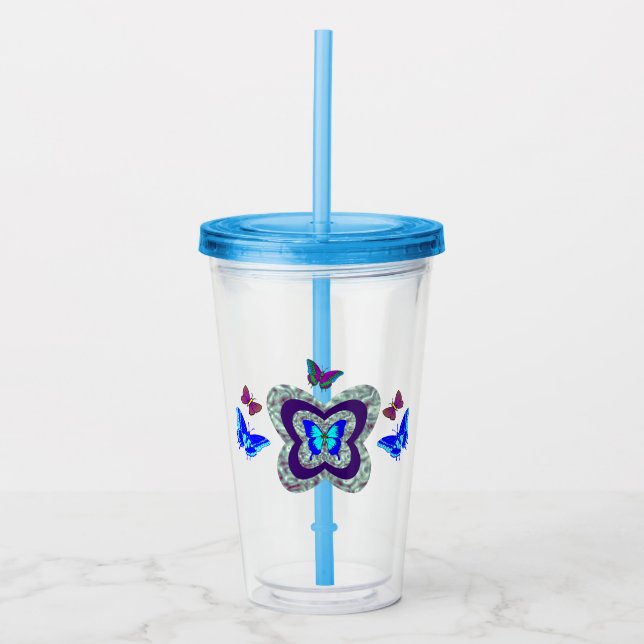Vibrant Butterflies Acrylic Tumbler Take Away Mugg (Framsida)