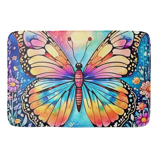 Vibrant Butterfly Art Badrumsmatta (Framsidan)