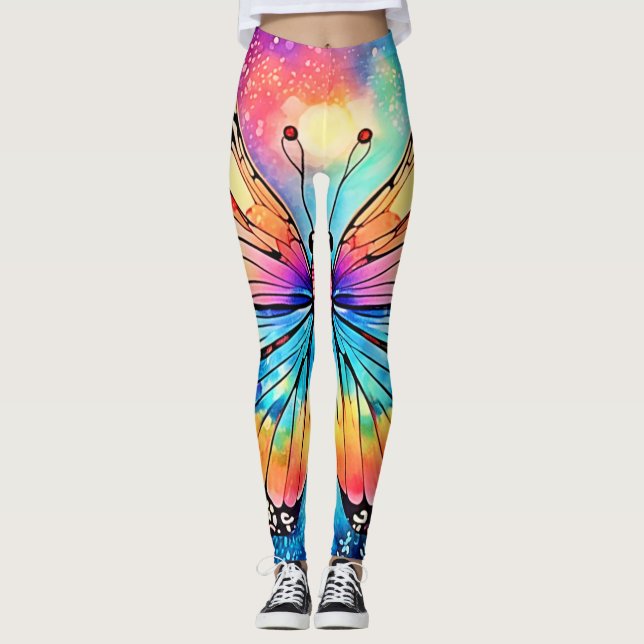 Vibrant Butterfly Art Leggings (Framsida)