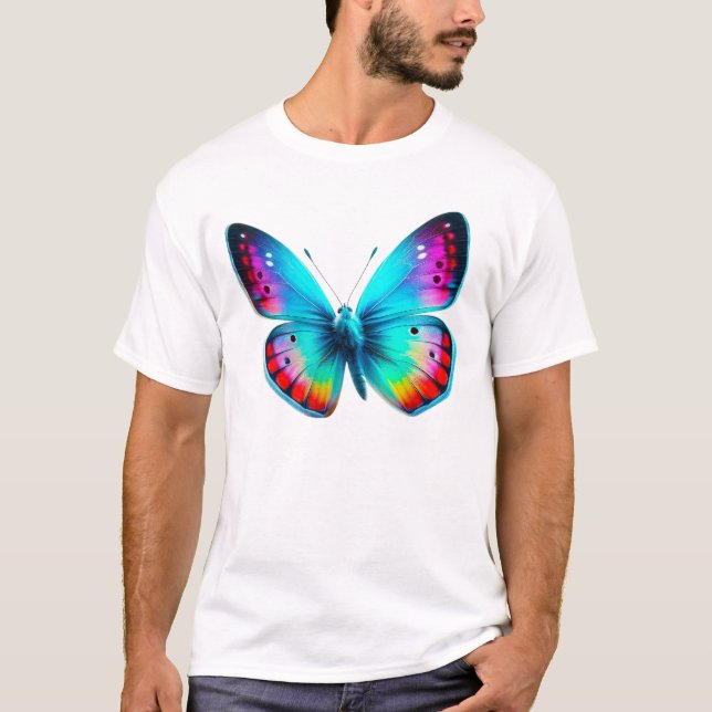 Vibrant Butterfly Art T Shirt (Framsida)